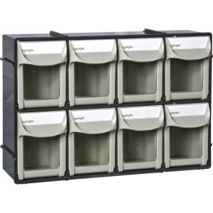 Geiger 8 Compartment Pivot Drawer Set, wall mountable. 300W x 67D mm x 200H mm