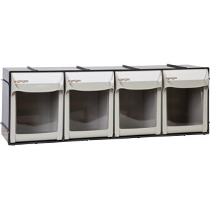 Geiger 4 Compartment Pivot Drawer Set, wall mountable. 600W x 140D x 200H mm