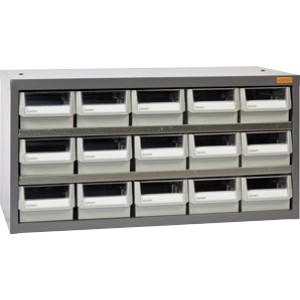 Geiger 15 Drawer Steel Parts Cabinet, 880W x 400D x 440H mm.