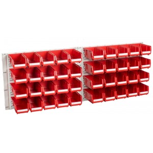 Geiger Hanging Panel (set of 2) 40 x HB210R Red Bins C/W Screws and wall plugs.