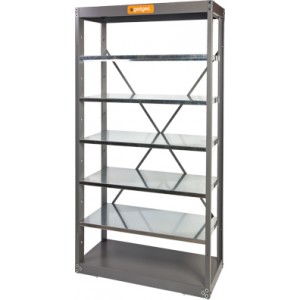 Geiger Steel Shelving Unit C/W 5 steel shelves & brace. 880W x 400D x 1725H mm